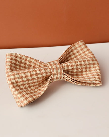 Caramel Brown Checkered Personalized Bow Tie Collar