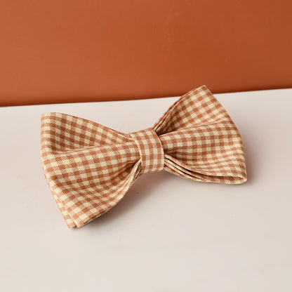 Caramel Brown Checkered Personalized Bow Tie Collar