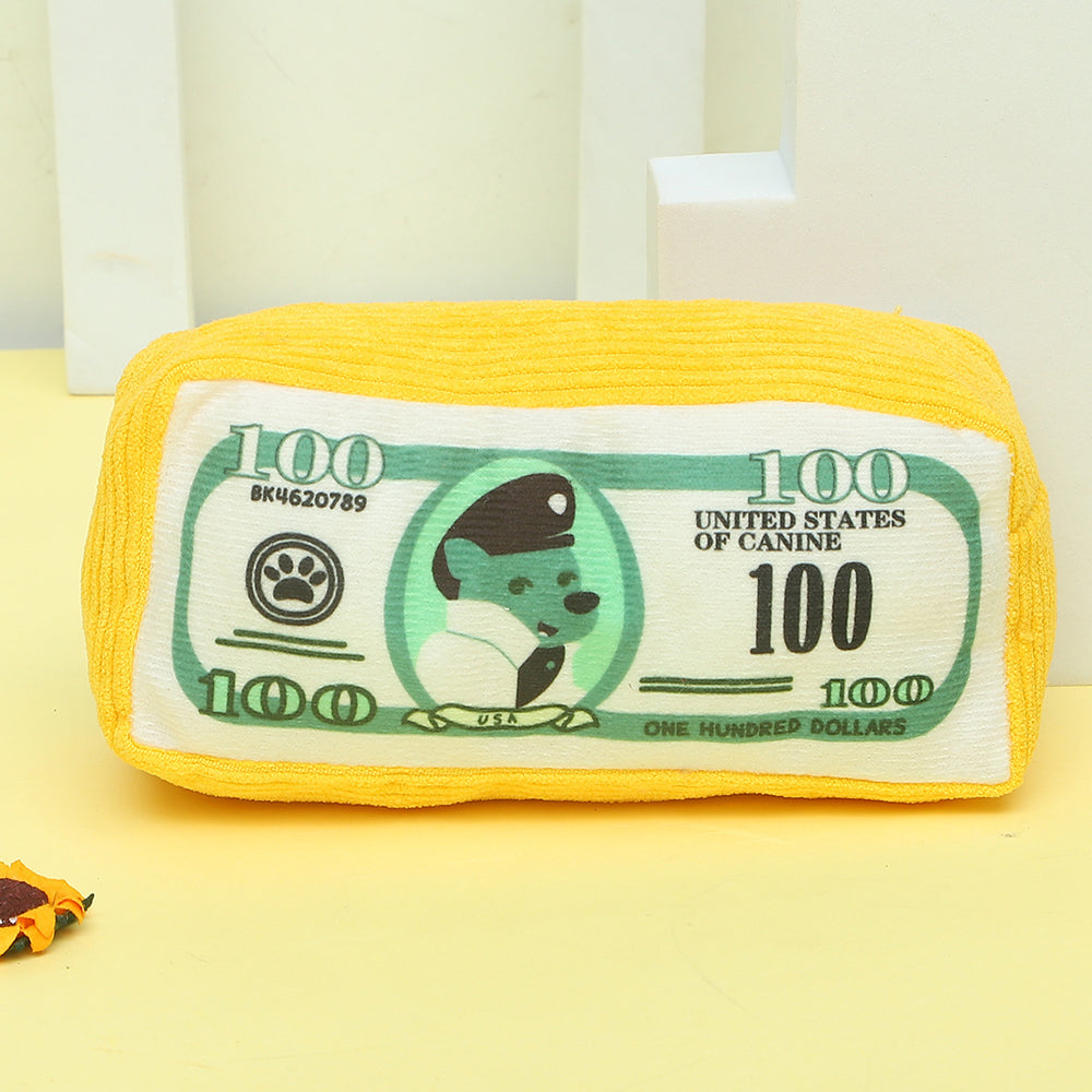 Money Stack Squeaky Plush Dog Toy