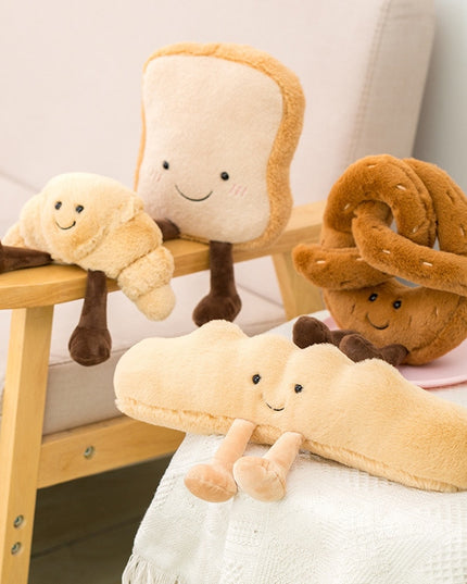 Toast Croissant Bread Squeaky Plush Dog Toy