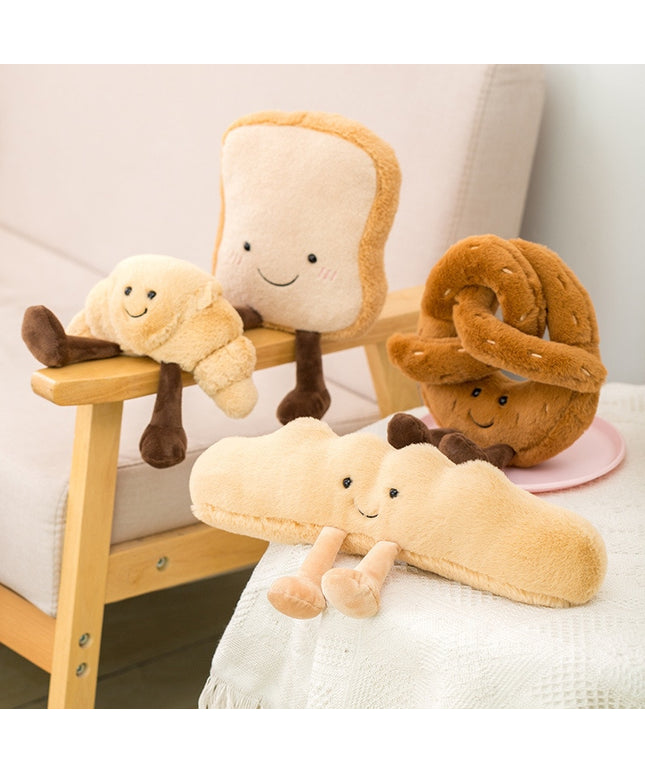 Toast Croissant Bread Squeaky Plush Dog Toy