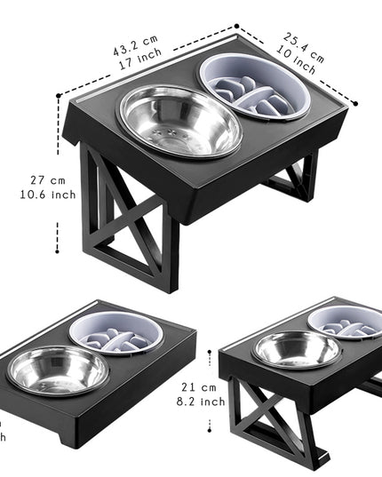 Multi-level Adjustable Elevated Dog Table and Bowls