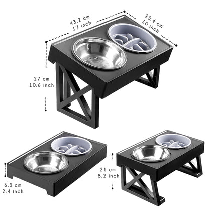 Multi-level Adjustable Elevated Dog Table and Bowls