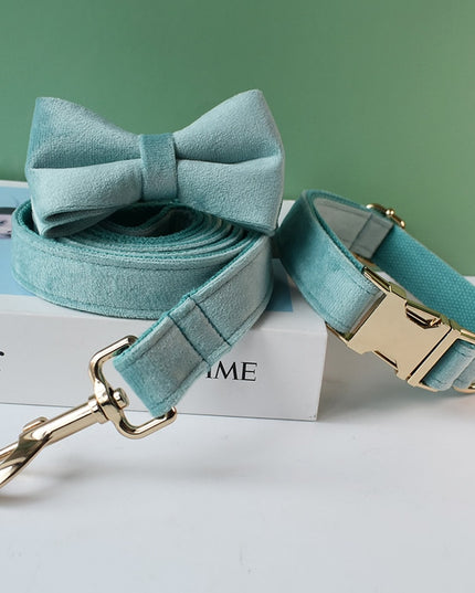Teal Personalized Bow Tie Collar