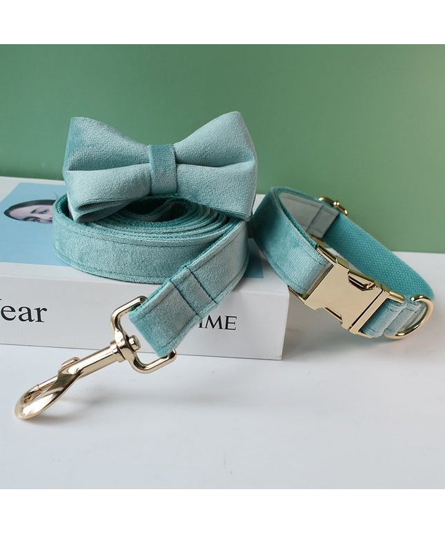 Teal Personalized Bow Tie Collar