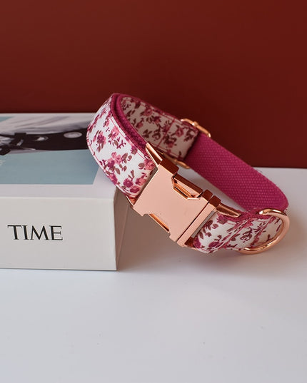 Pink Floral Print Personalized Bow Tie Collar