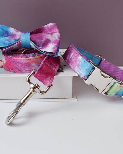 Colorful Tie Dye Personalized Bow Tie Collar