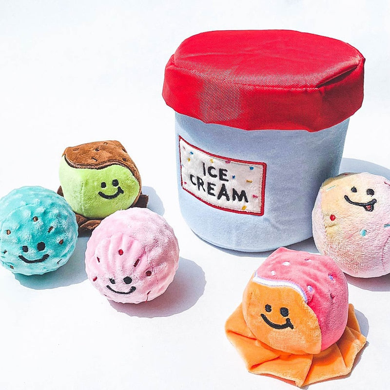 PcEoTllar Ice Cream Shape Dog Chew Toy, Fun Interactive Food