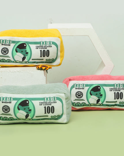 Money Stack Squeaky Plush Dog Toy