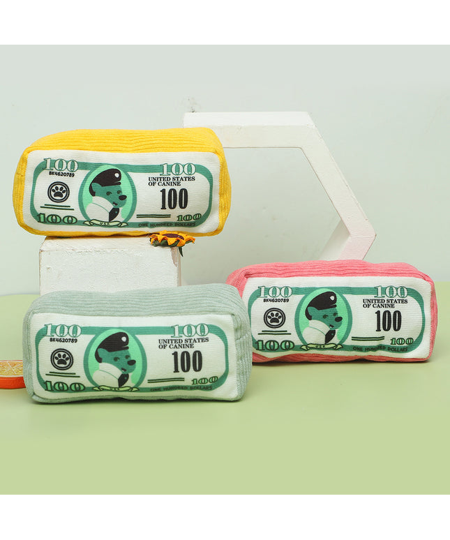 Money Stack Squeaky Plush Dog Toy
