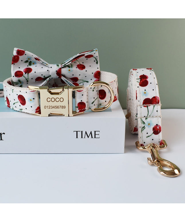 White Cherry Print Leash