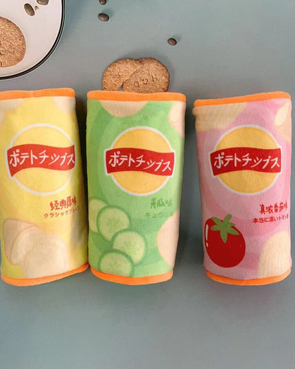 Canned Potato Chip Stack Interactive Nosework Dog Toy