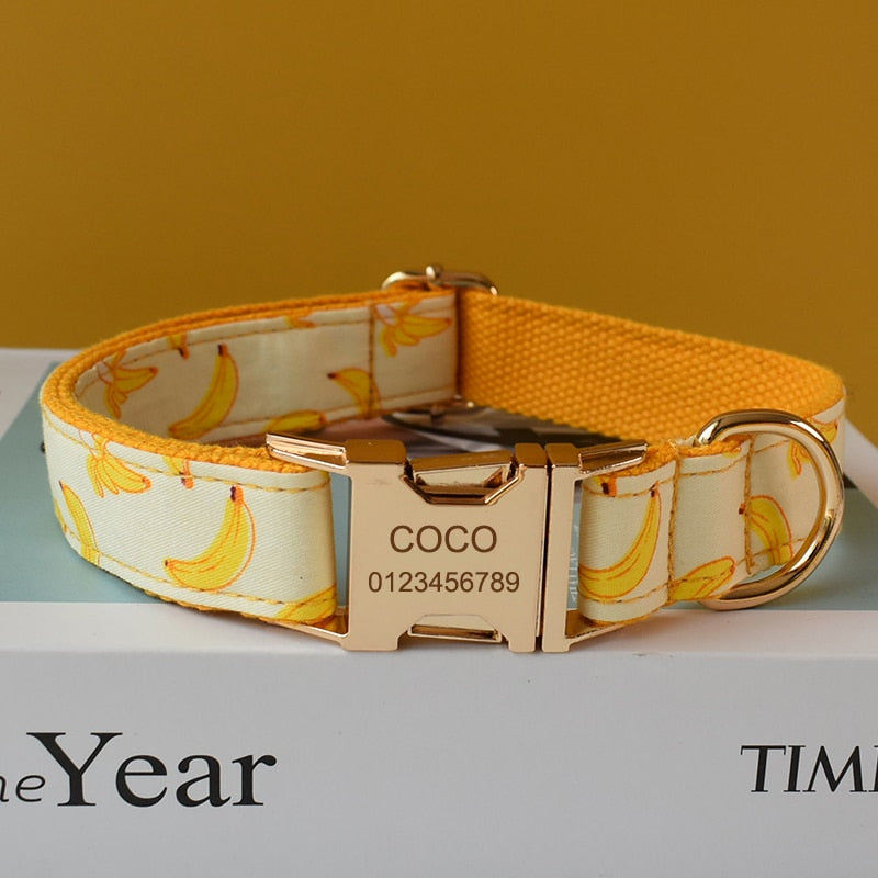 Banana Print Personalized Bow Tie Collar