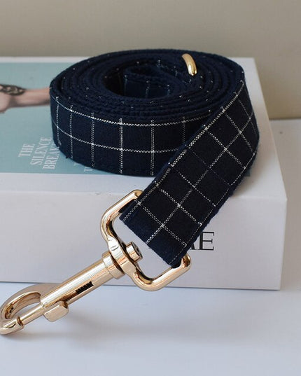 Navy Plaid Print Leash