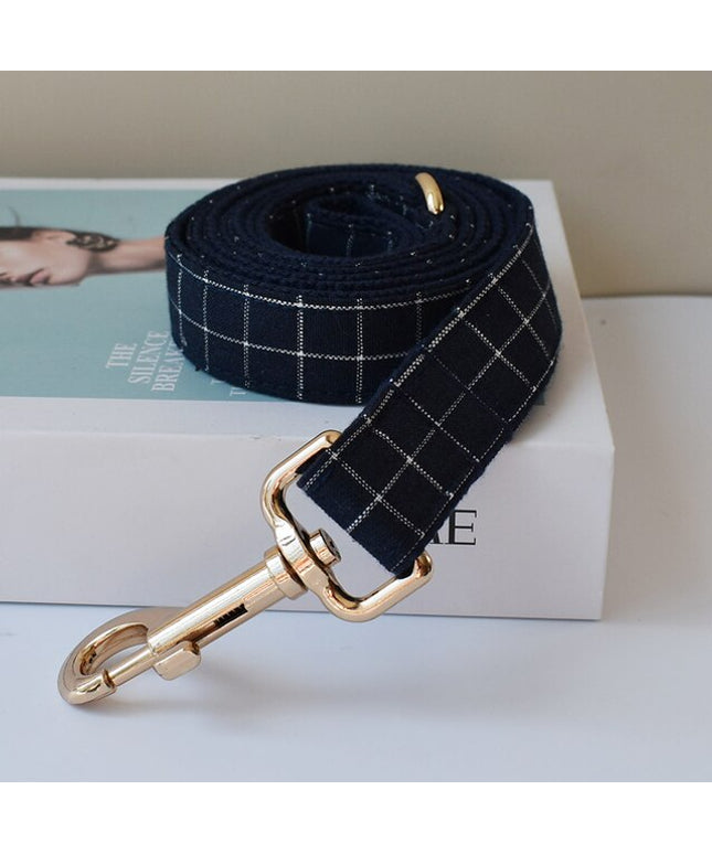 Navy Plaid Print Leash