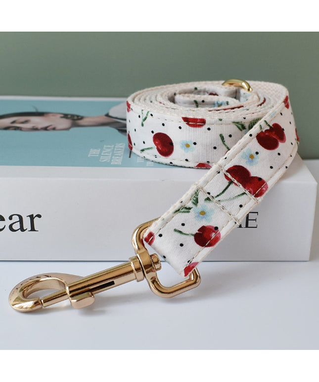 White Cherry Print Leash