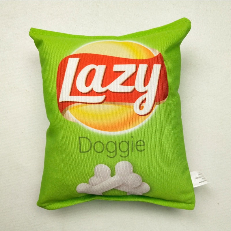 Potato Chip Bag Parody Plush Dog Toy