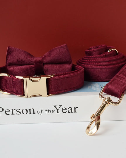 Burgundy Personalized Bow Tie Collar