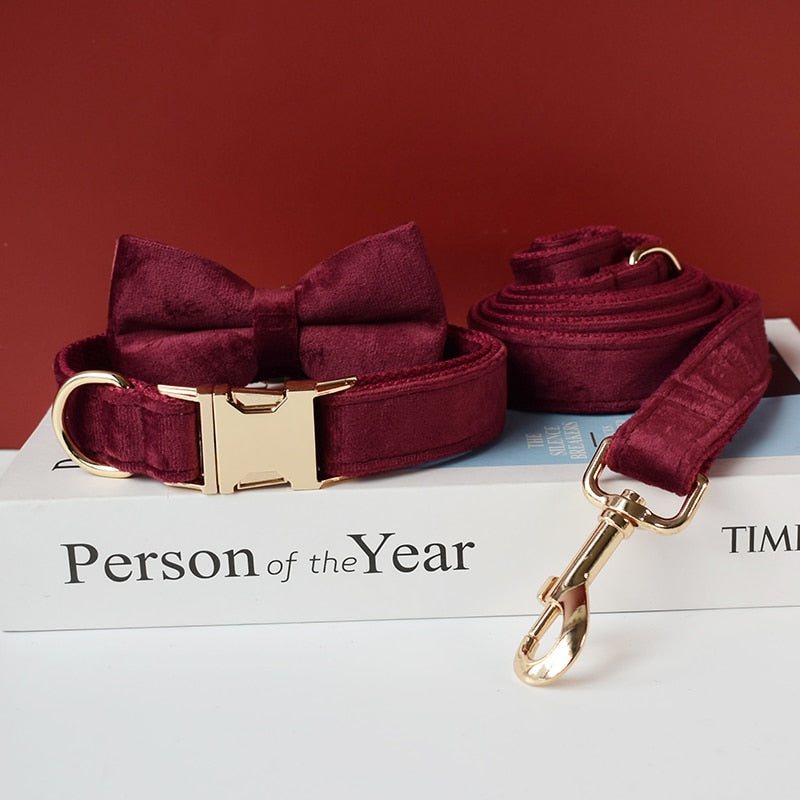 Burgundy Personalized Bow Tie Collar
