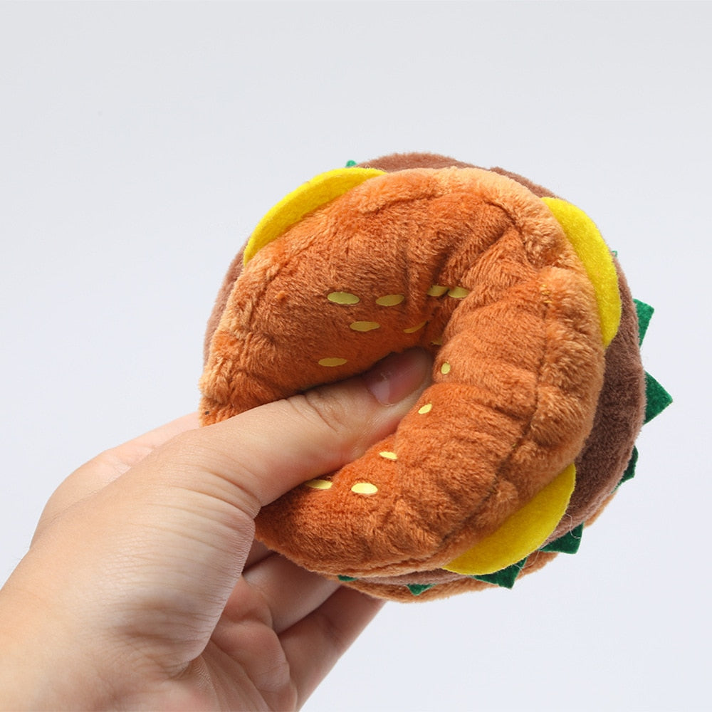 Hamburger Squeaky Plush Dog Toy