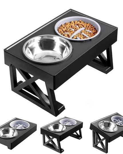 Multi-level Adjustable Elevated Dog Table and Bowls