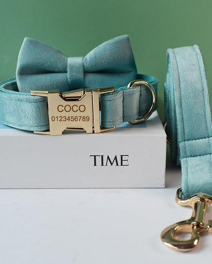 Teal Personalized Bow Tie Collar