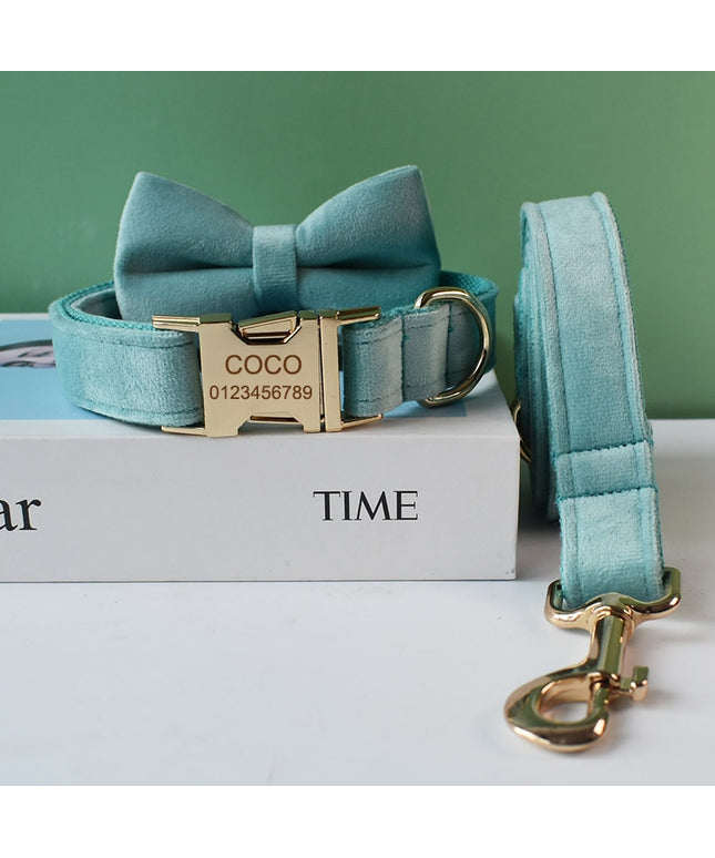 Teal Personalized Bow Tie Collar