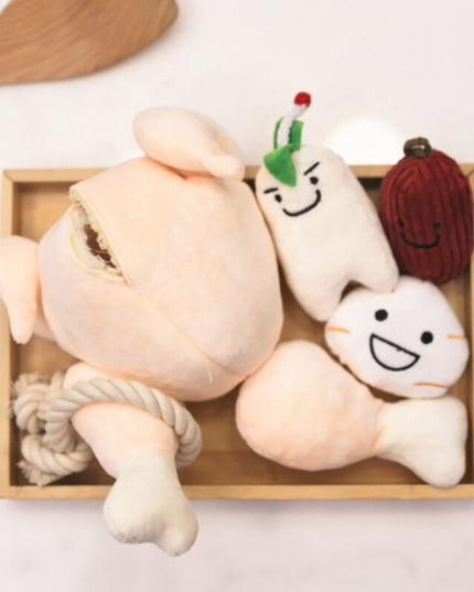 Stuffed Chicken Interactive Dog Toy Set