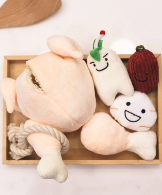 Stuffed Chicken Interactive Dog Toy Set