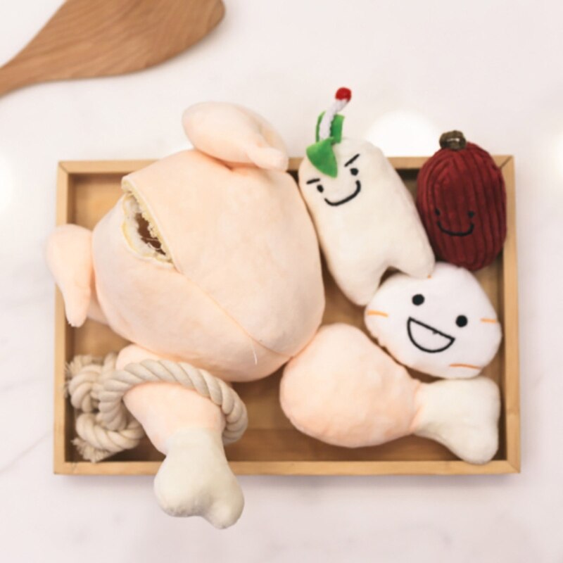 Stuffed Chicken Interactive Dog Toy Set