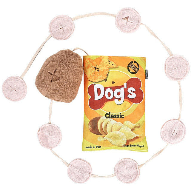 CHEWFFON Interactive Dog Toys, Enrichment Snuffle Crinkle Treat Puzzle Toys  for Boredom and Stimulating, Nose Work Potato Chips Dog Toy for Small