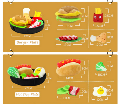 Burger & Hot Dog Food Interactive Dog Toy