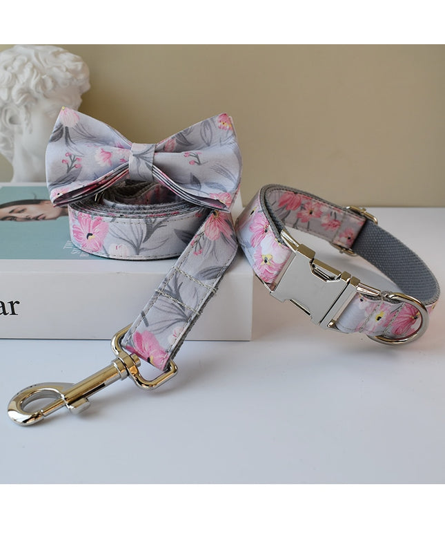 Blue Grey Orchid Print Leash