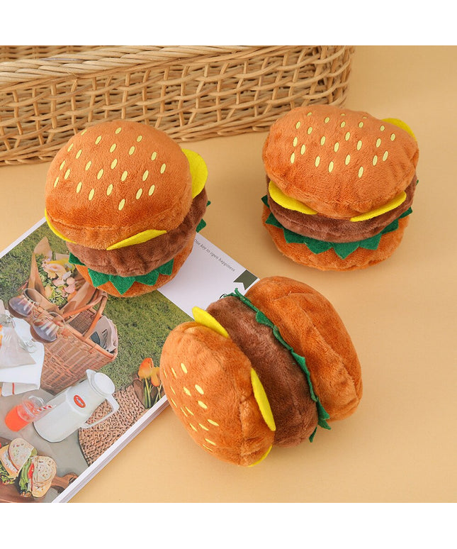 Hamburger Squeaky Plush Dog Toy