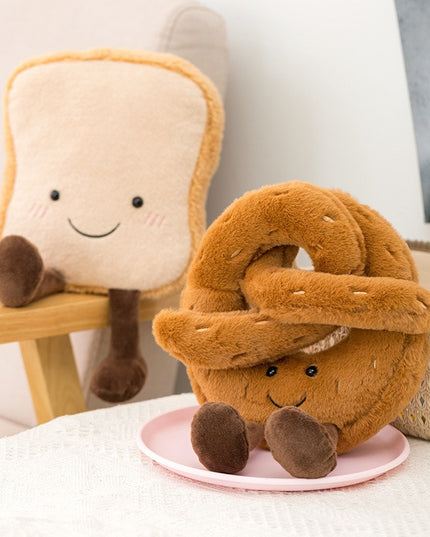 Toast Croissant Bread Squeaky Plush Dog Toy