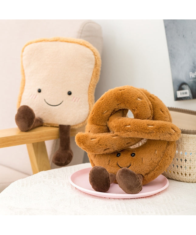 Toast Croissant Bread Squeaky Plush Dog Toy