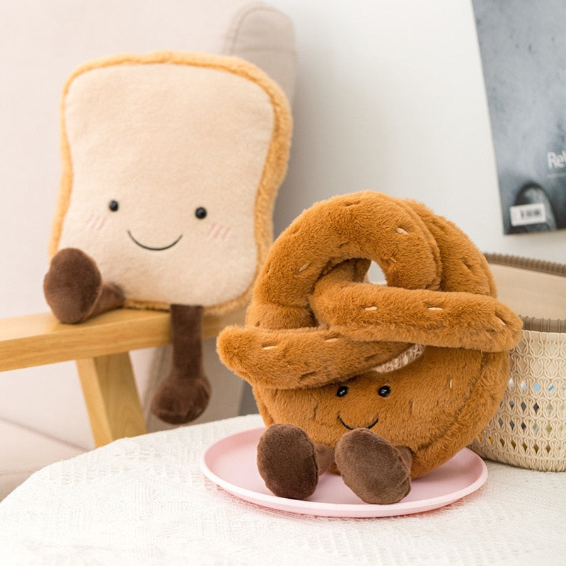 Toast Croissant Bread Squeaky Plush Dog Toy