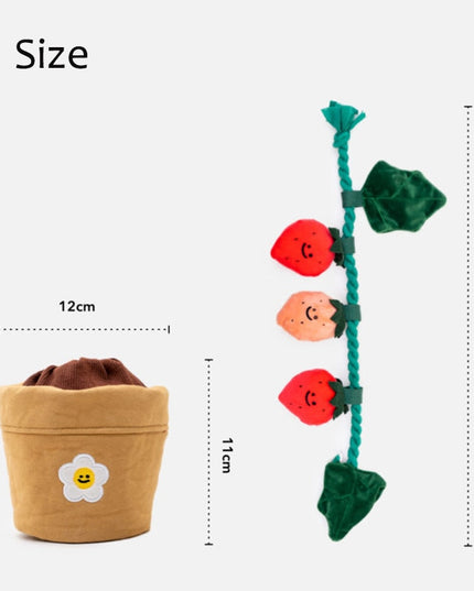 Strawberry Flower Pot Interactive Dog Toy