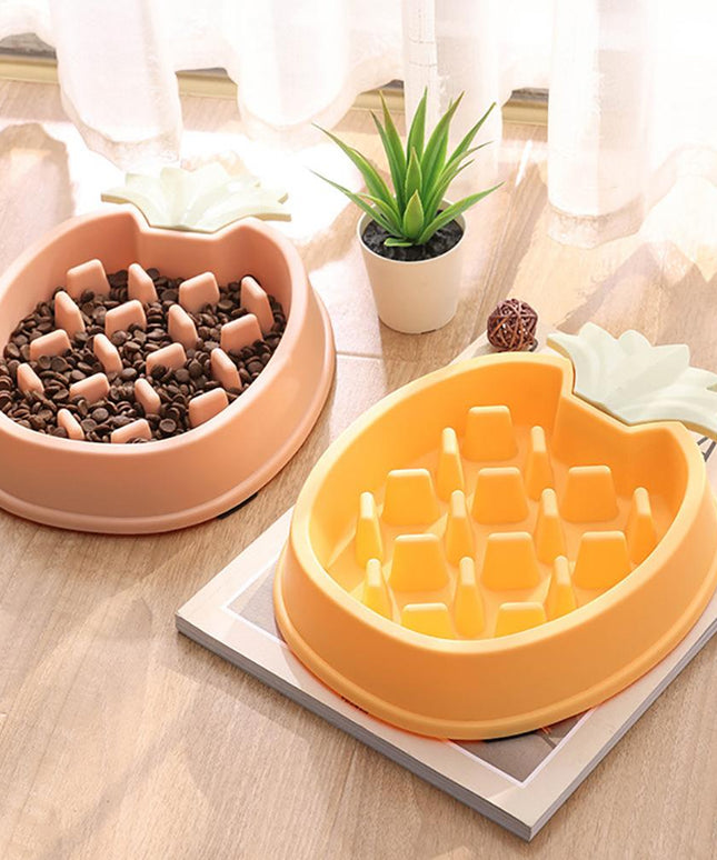 Cute Pineapple Slow Feeder Bowl