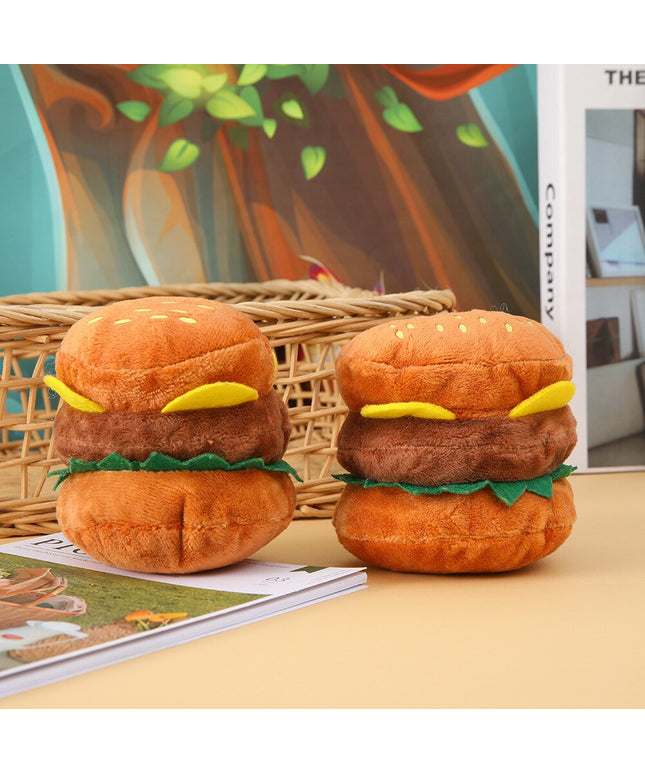 Hamburger Squeaky Plush Dog Toy