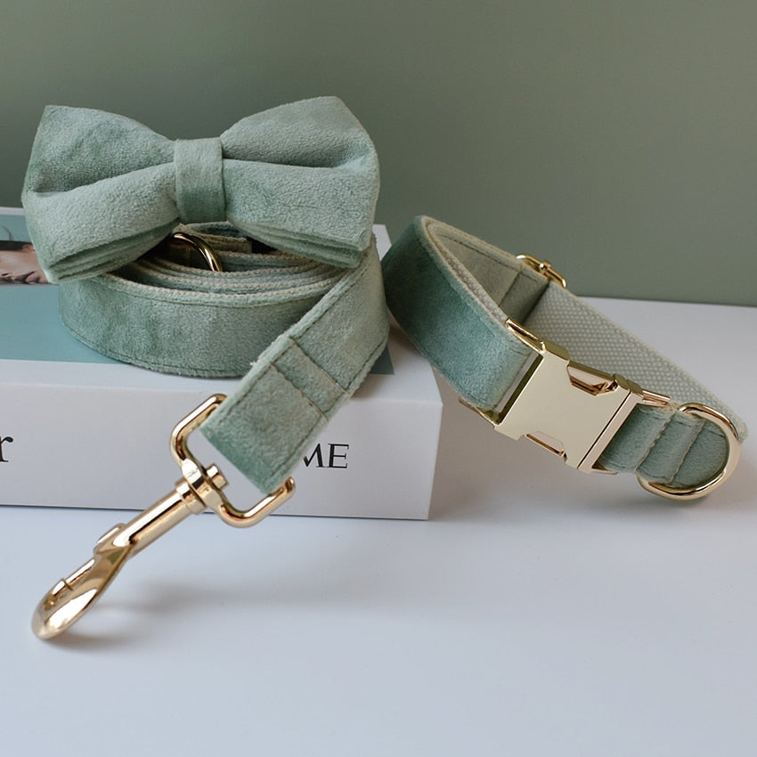 Mint Green Personalized Bow Tie Collar