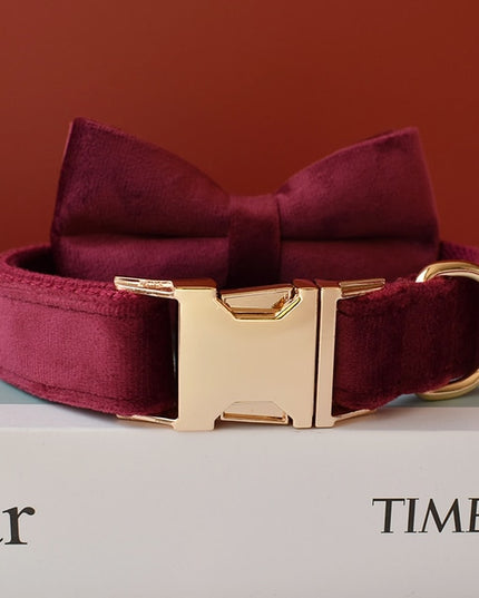 Burgundy Personalized Bow Tie Collar