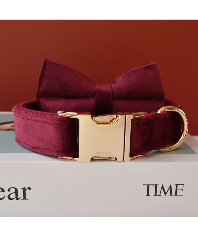 Burgundy Personalized Bow Tie Collar