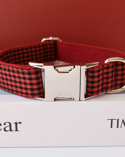 Red Checkered Personalized Bow Tie Collar