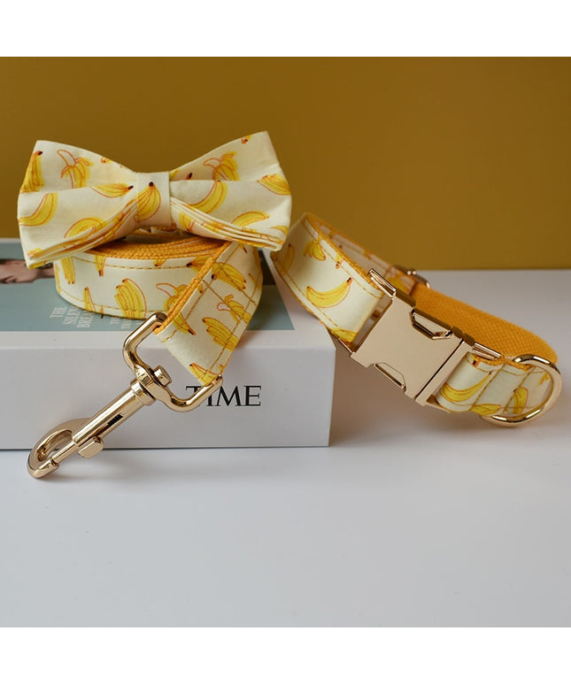 Banana Print Personalized Bow Tie Collar